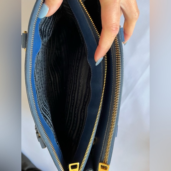Authentic Prada Galleria Tote Large Bag Saffiano Leather Bluette Dark Blue - Picture 3 of 11